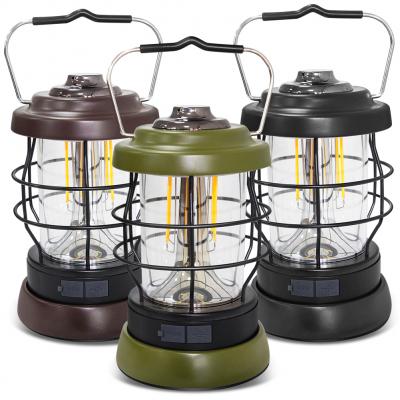 พอร์ต Type-c การชาร์จ USB ในตัวแบตเตอรี่ลิเธียมแสงสีเหลือง Retro Camping Light สำหรับไฟชาร์จฉุกเฉิน