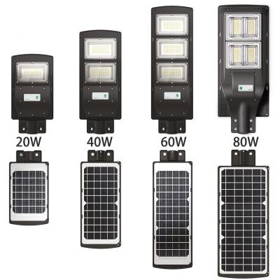 Outdoor Ip67 โคมไฟกลางแจ้ง High Lumen Smart Motion Sensor All In One Solar Led Street Light ผู้ผลิต
